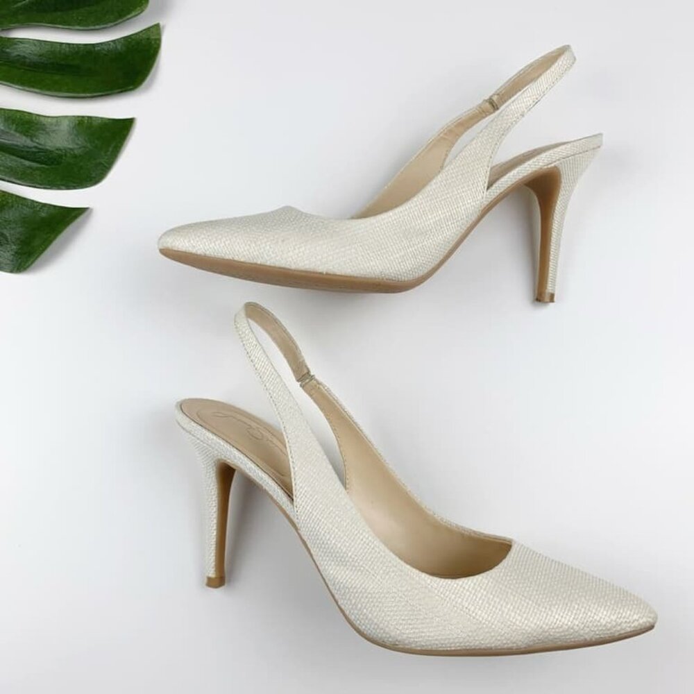 Slingback Cream Pointed Toe Women's 9.5 - Picture 4 of 4